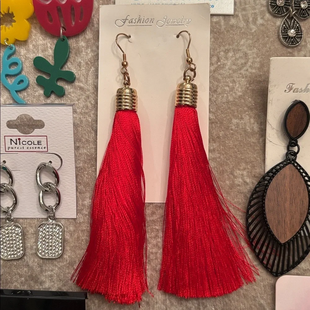 Brand New 12 Pairs of Earrings Drop Stud Tassel Beaded Shell Rhinestone Metal